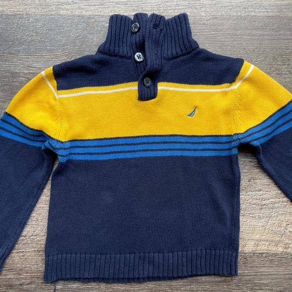 Nautica Multi Color Stripe Media Buttons Sweater Sz 3T - Picture 2 of 5